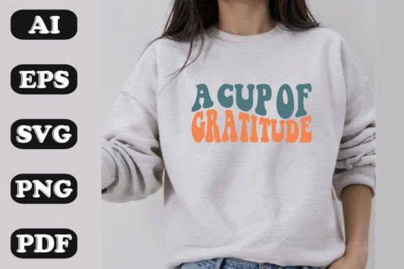 A Cup of Gratitude Retro Design for Editorial Graphics