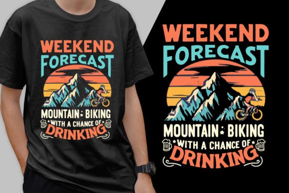 Mountain Biking and Drinking Retro Tee Graphics for T-Shirt Designs